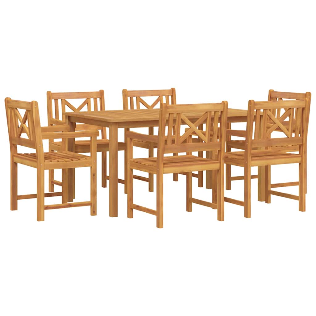 Hage Spisegruppe 7 pcs Brun Solid akasietre vidaXL