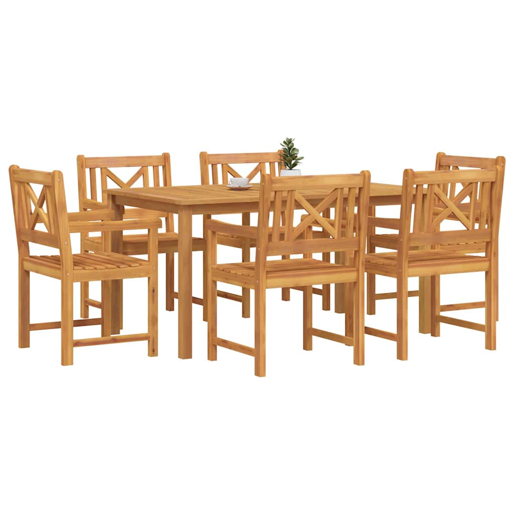 Hage Spisegruppe 7 pcs Brun Solid akasietre vidaXL
