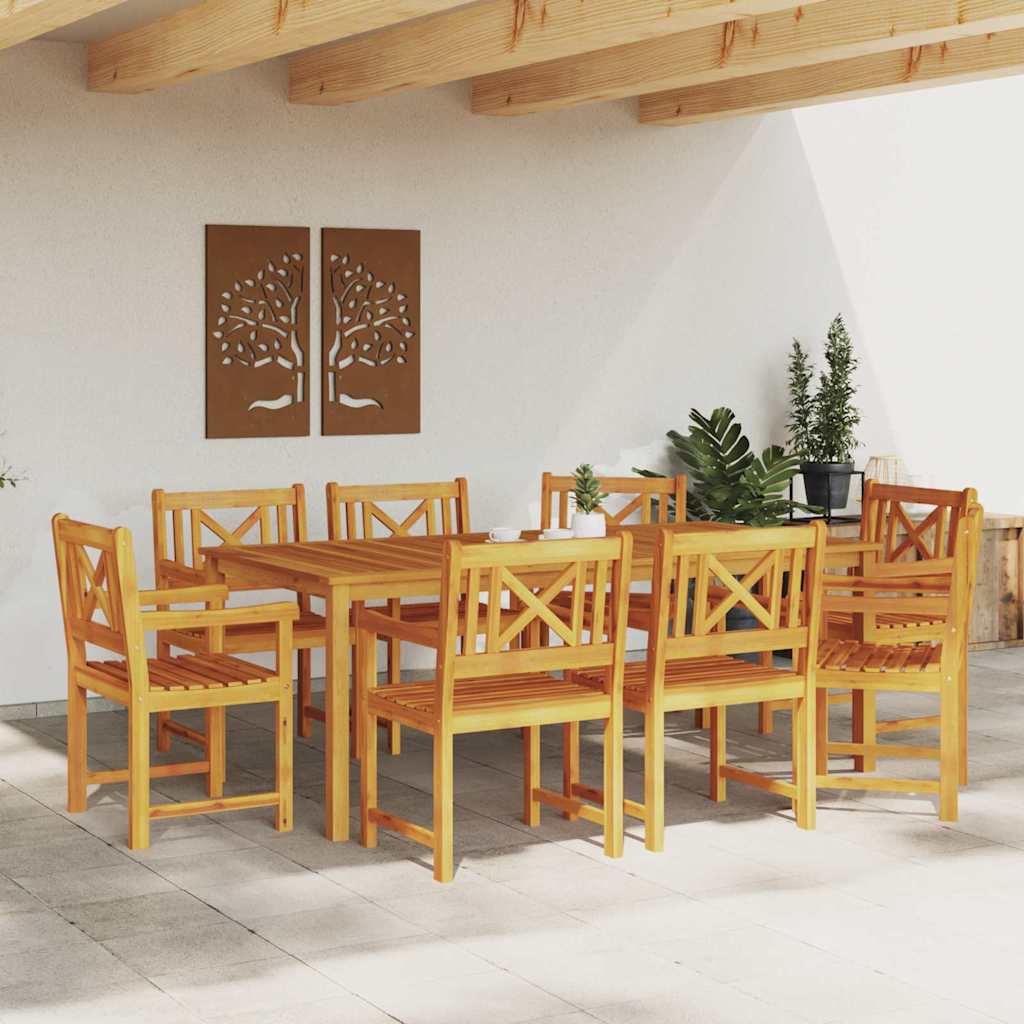 Hage Spisegruppe 9 pcs Brun Solid akasietre