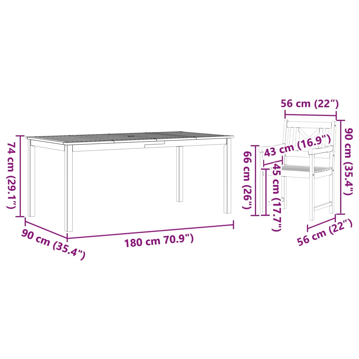 Hage Spisegruppe 7 pcs Brun Solid akasietre