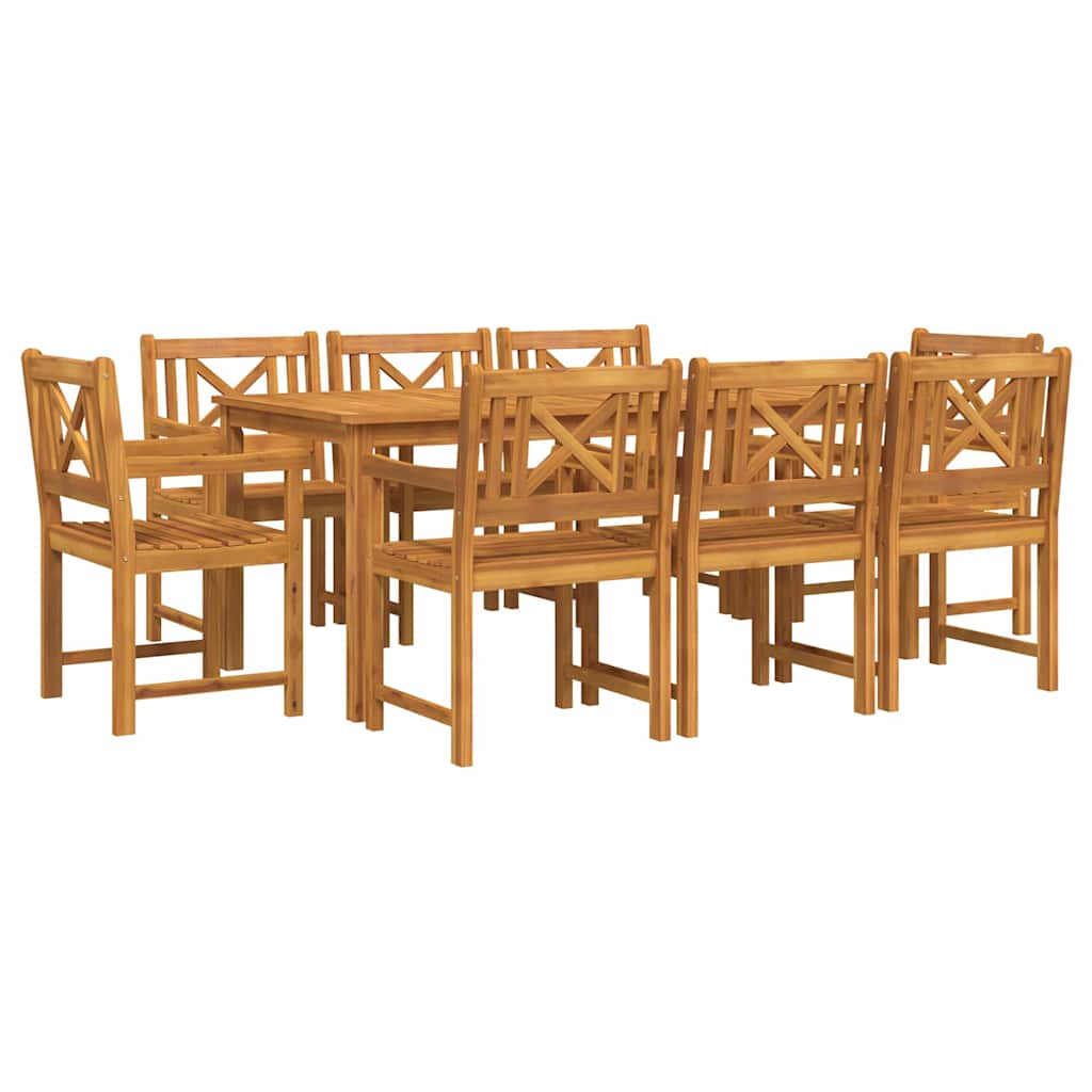Hage Spisegruppe 9 pcs Brun Solid akasietre