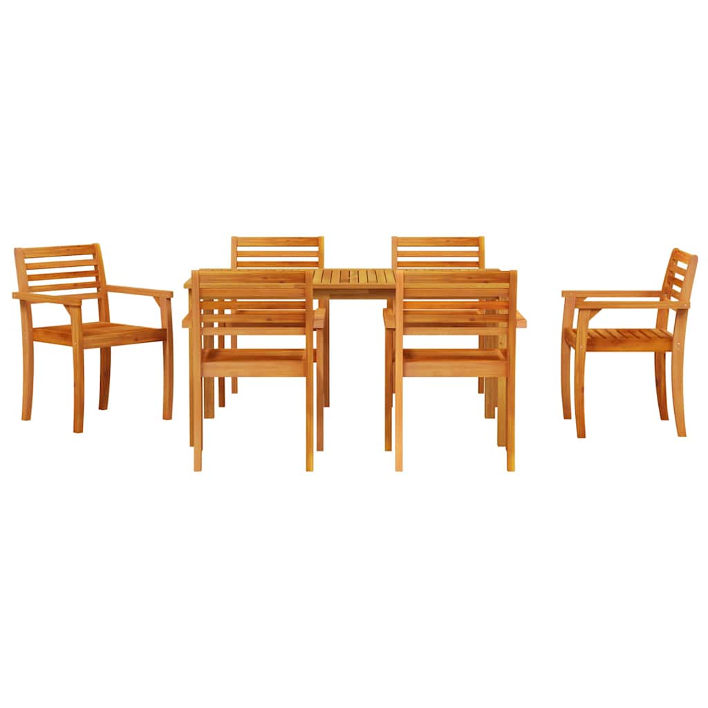 Hage Spisegruppe 7 pcs Brun Solid akasietre vidaXL