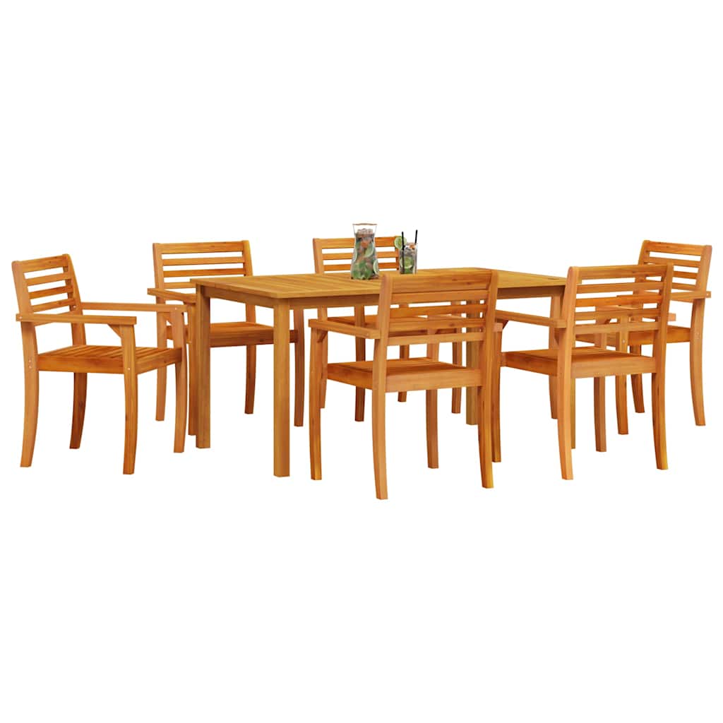 Hage Spisegruppe 7 pcs Brun Solid akasietre vidaXL
