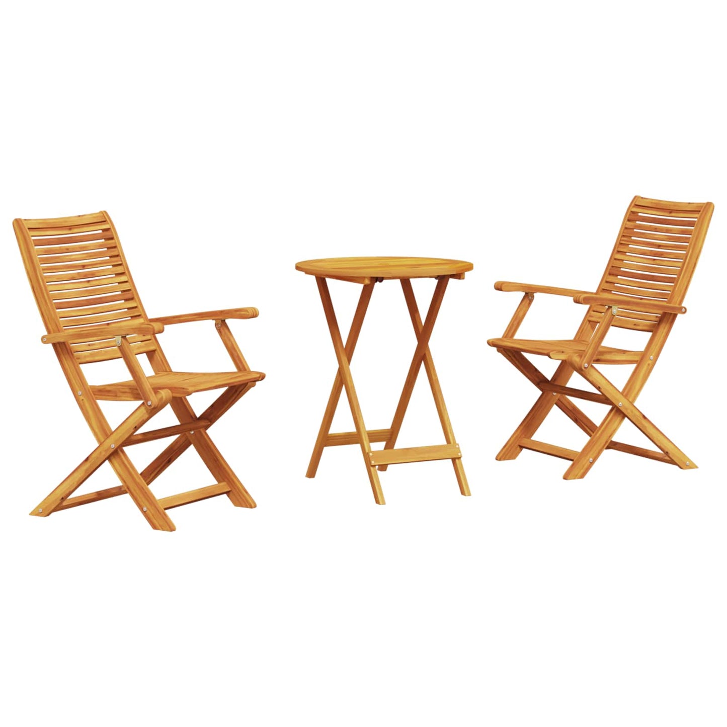 Sammenleggbart Bistrosett 3 pcs Brun Solid akasietre