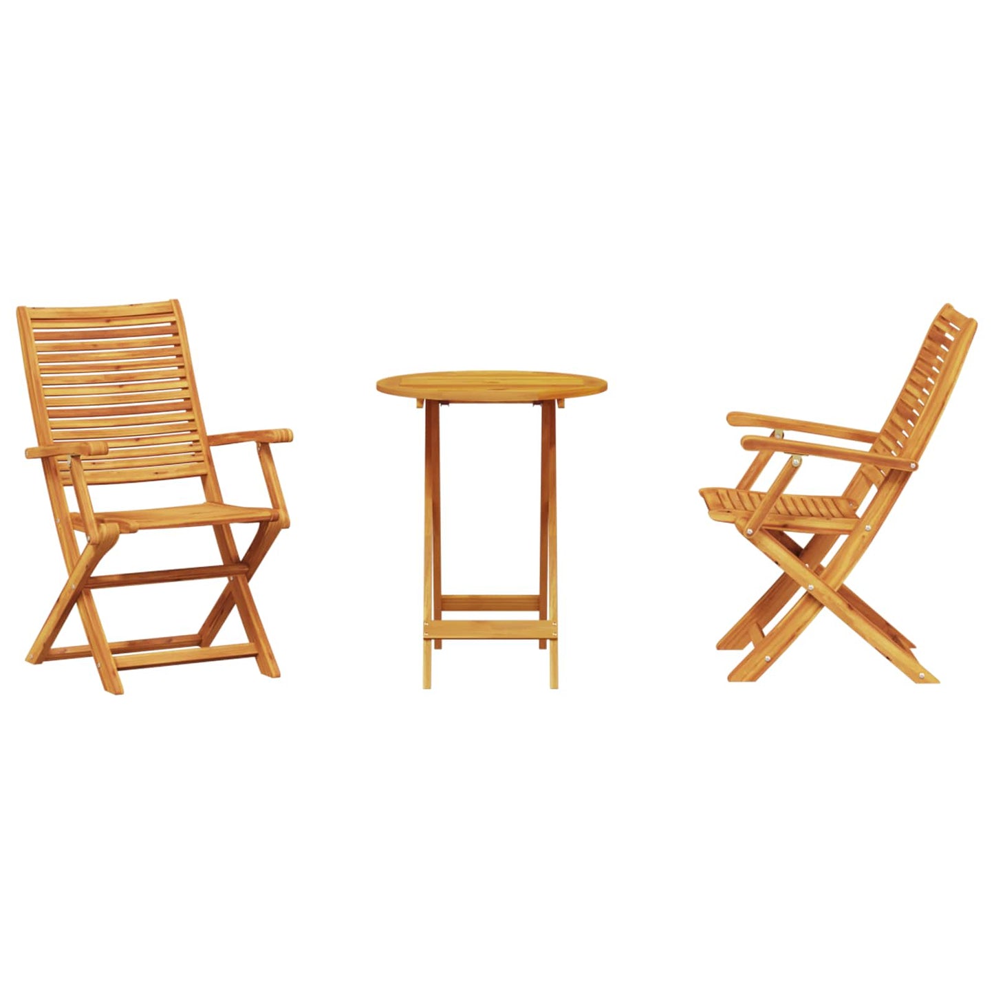 Sammenleggbart Bistrosett 3 pcs Brun Solid akasietre