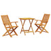 Sammenleggbart Bistrosett 3 pcs Brun Solid akasietre
