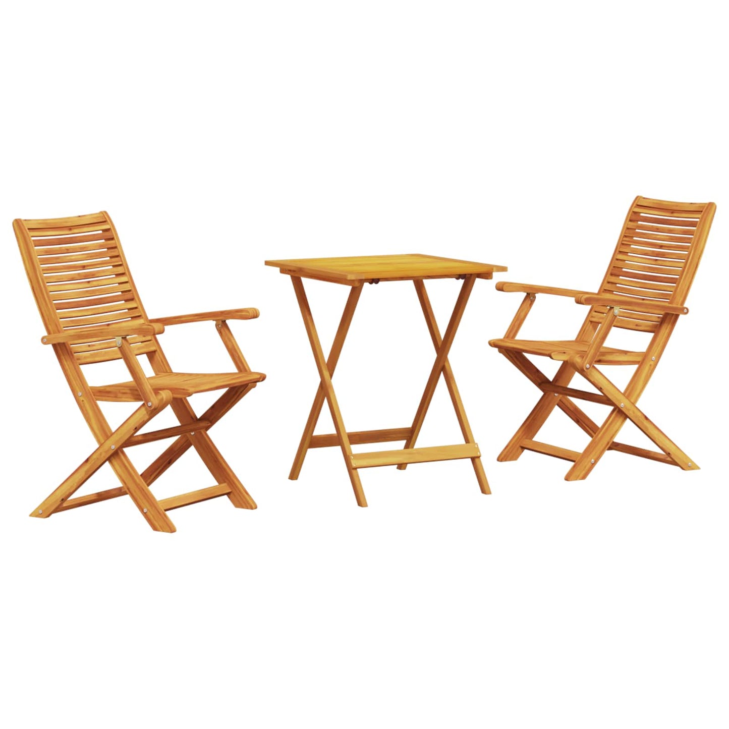 Sammenleggbart Bistrosett 3 pcs Brun Solid akasietre