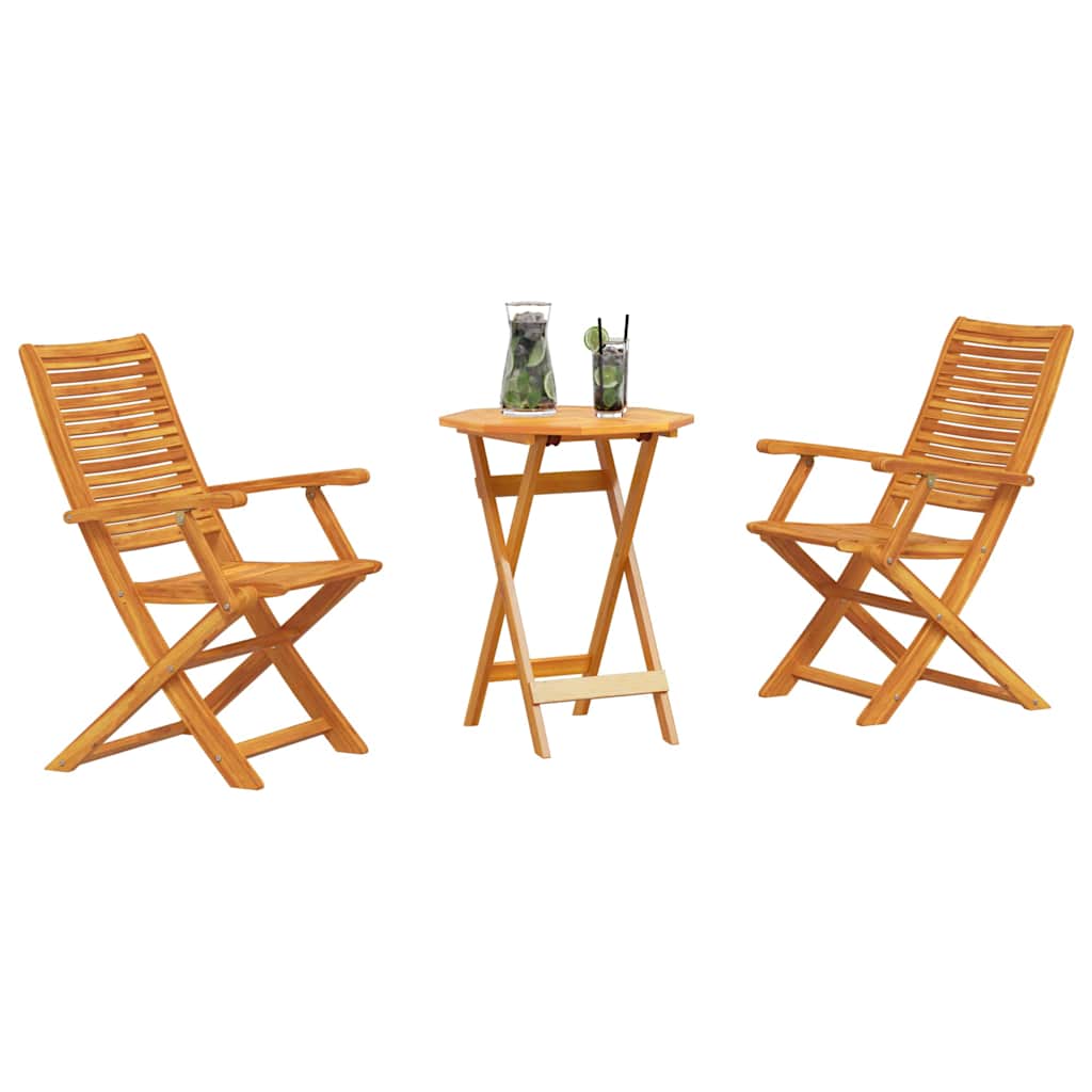 Sammenleggbart Bistrosett 3 pcs Brun Solid akasietre