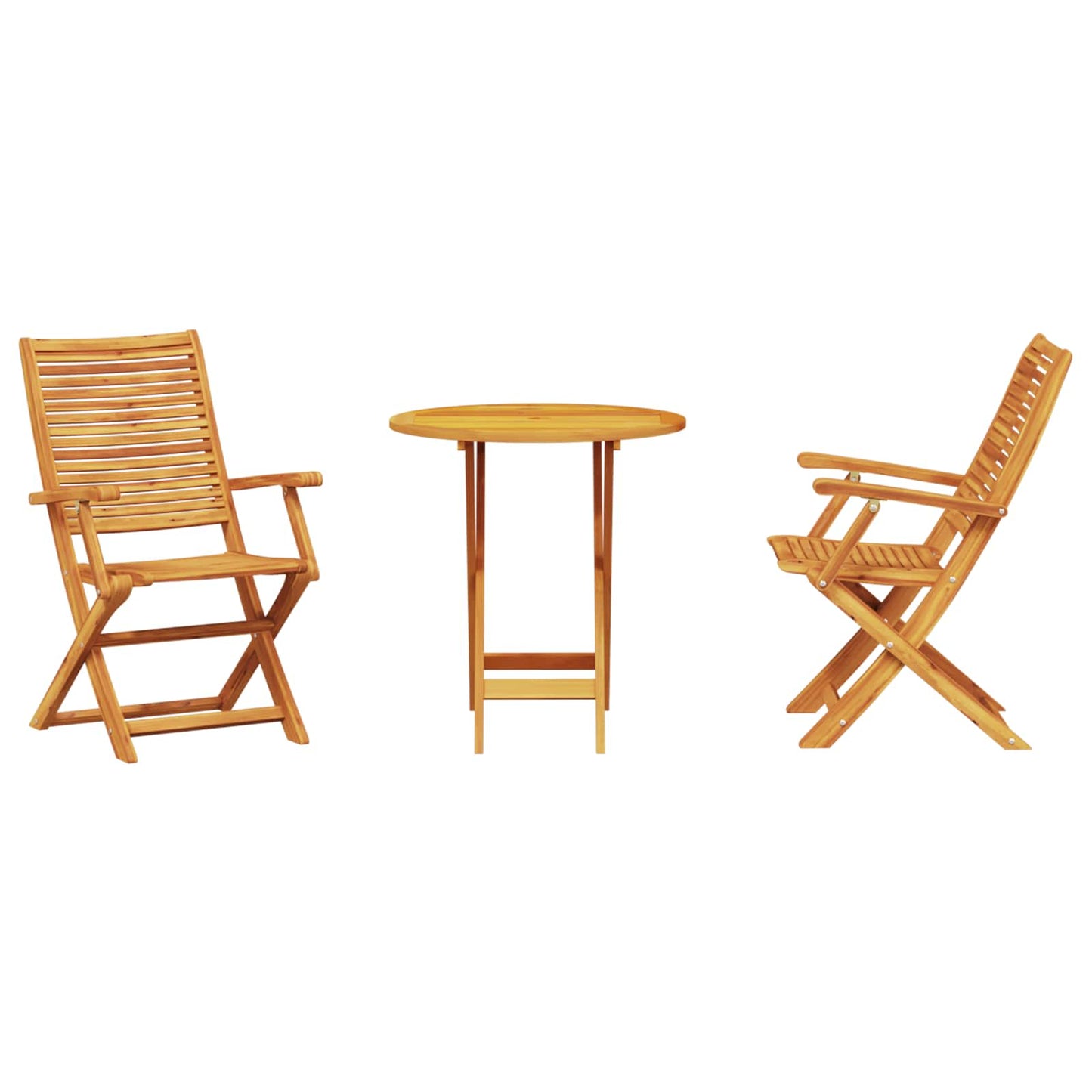 Sammenleggbart Bistrosett 3 pcs Brun Solid akasietre