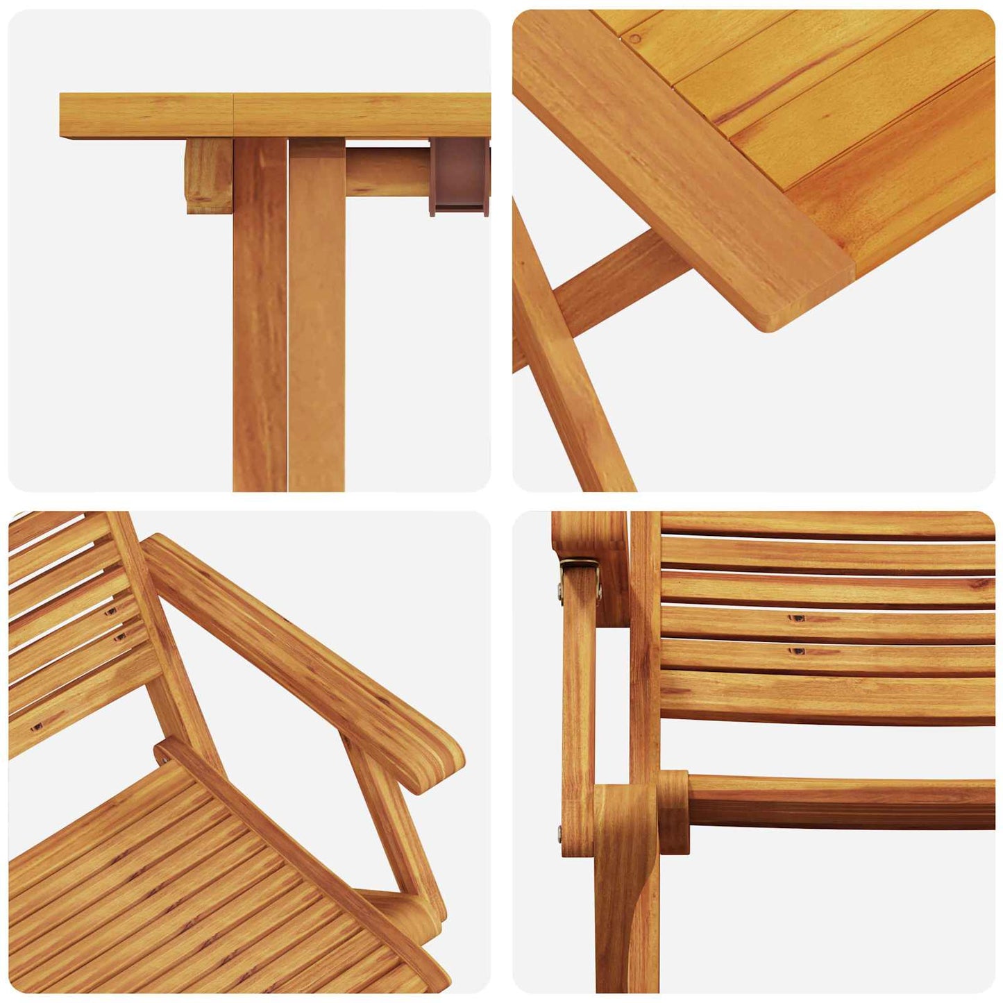 Sammenleggbart Bistrosett 3 pcs Brun Solid akasietre