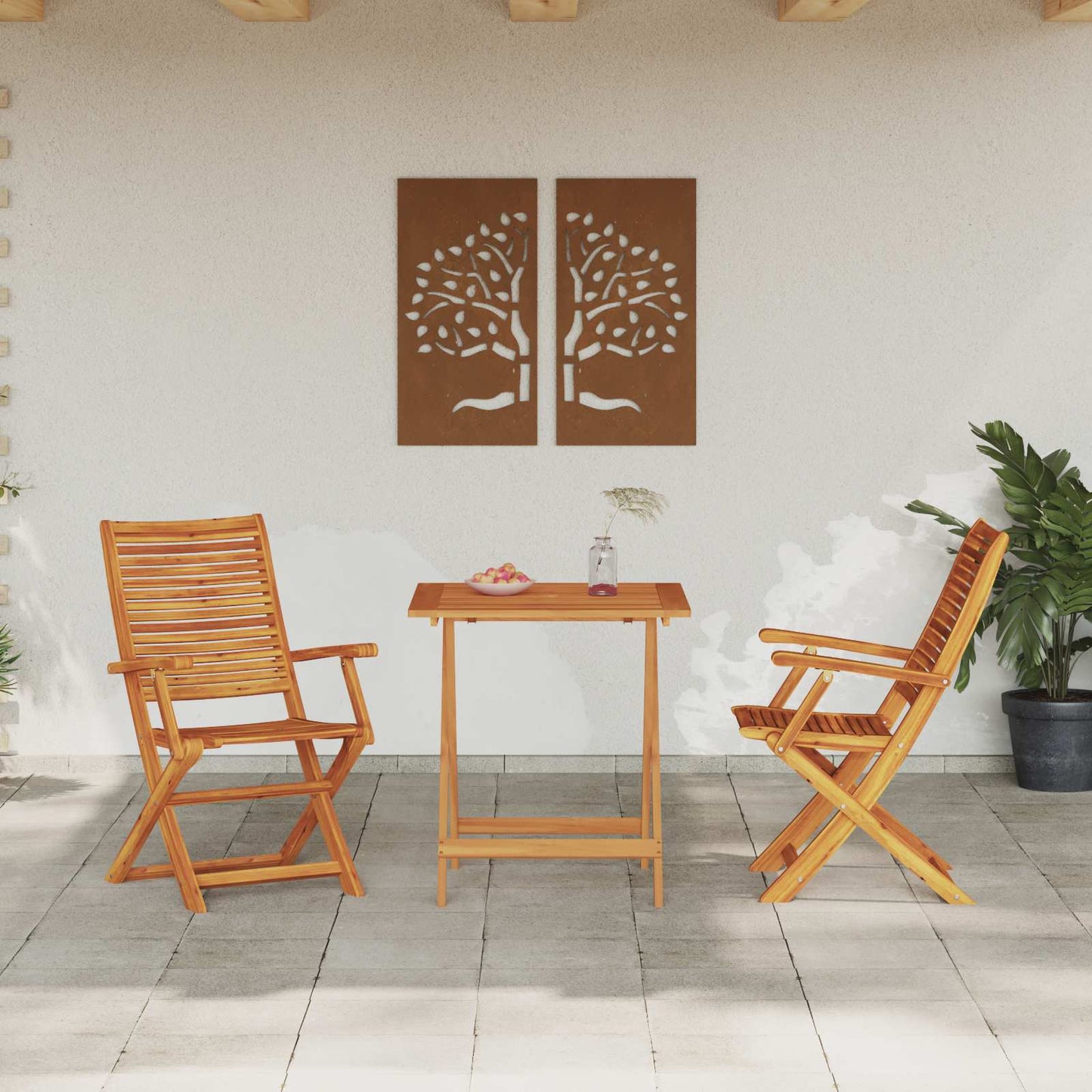 Sammenleggbart Bistrosett 3 pcs Brun Solid akasietre