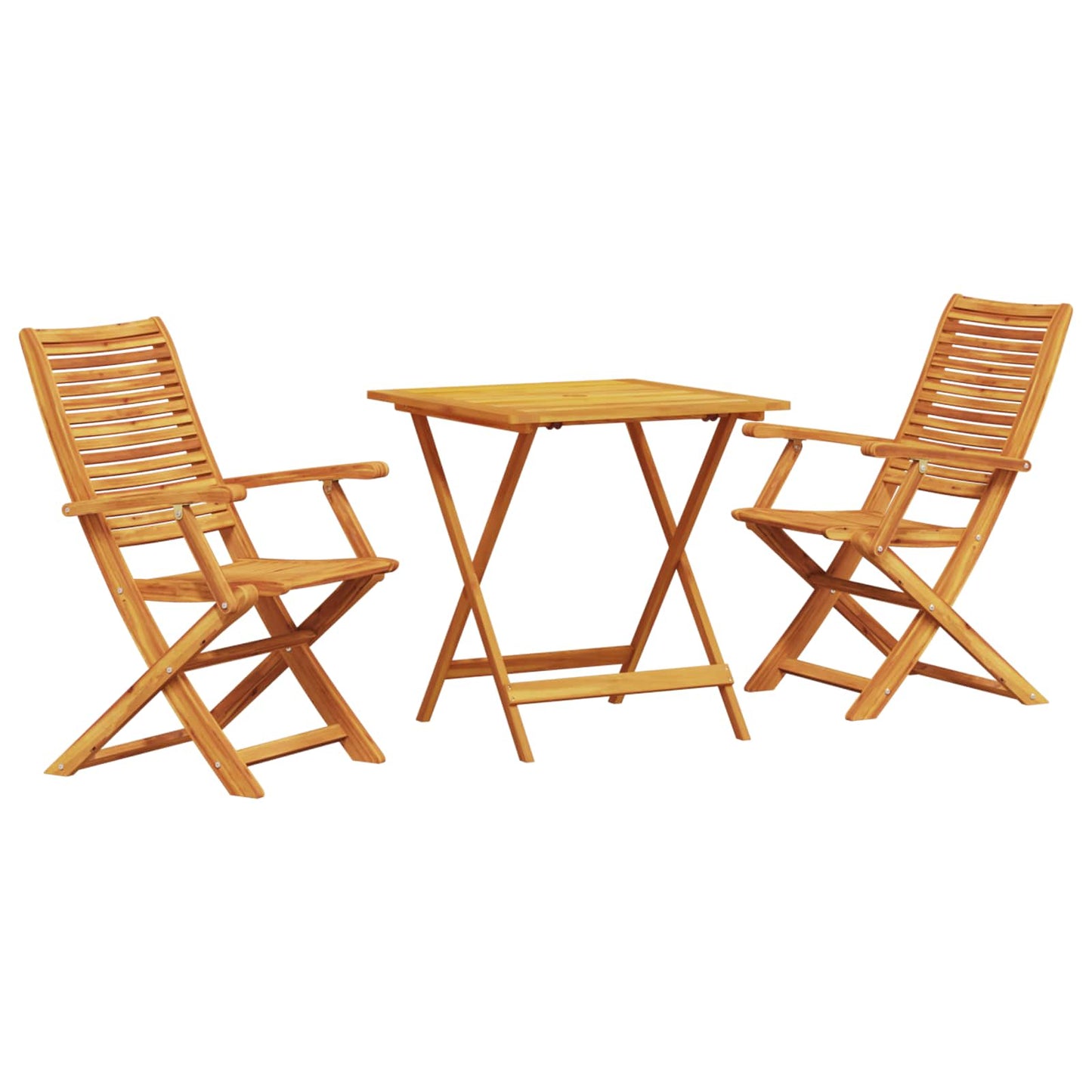 Sammenleggbart Bistrosett 3 pcs Brun Solid akasietre