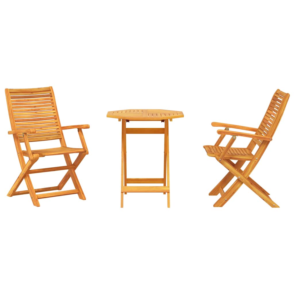 Sammenleggbart Bistrosett 3 pcs Brun Solid akasietre