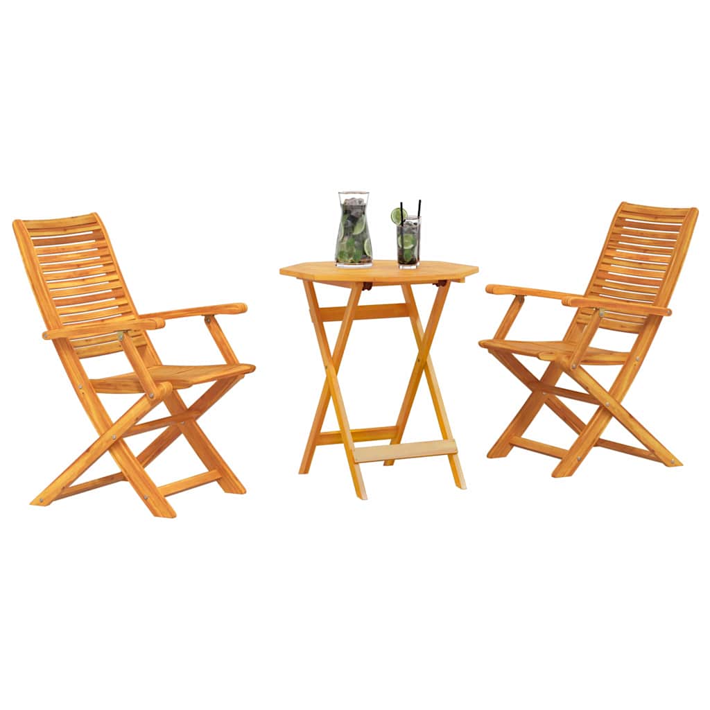 Sammenleggbart Bistrosett 3 pcs Brun Solid akasietre