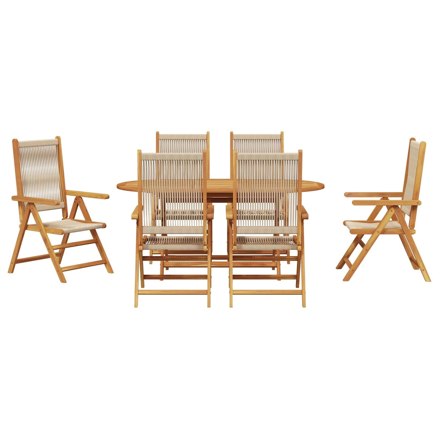 Hage Spisegruppe 7 stk. Beige Solid akasietre