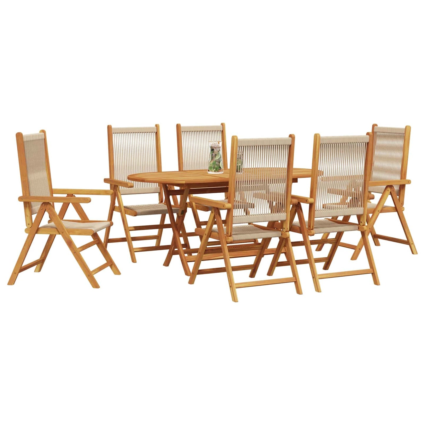 Hage Spisegruppe 7 stk. Beige Solid akasietre