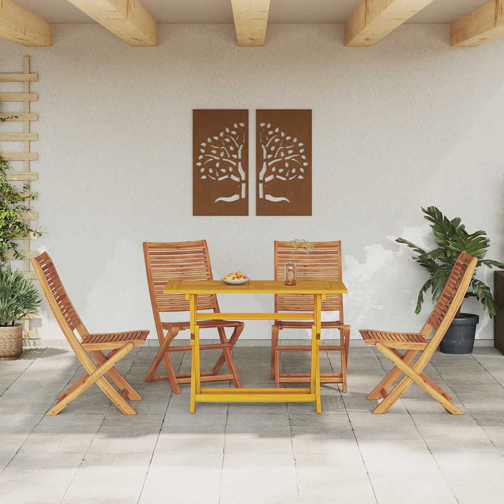 Hage Spisegruppe med pute 5 pcs Brun heltre akasie