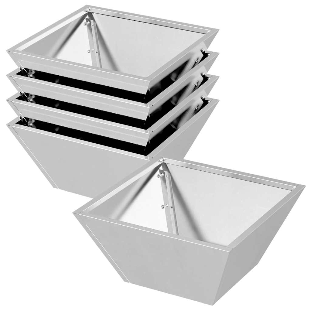 Hageblomsterpotte 5 pcs sølv 35 x 35 x 15 cm Rustfritt Stål