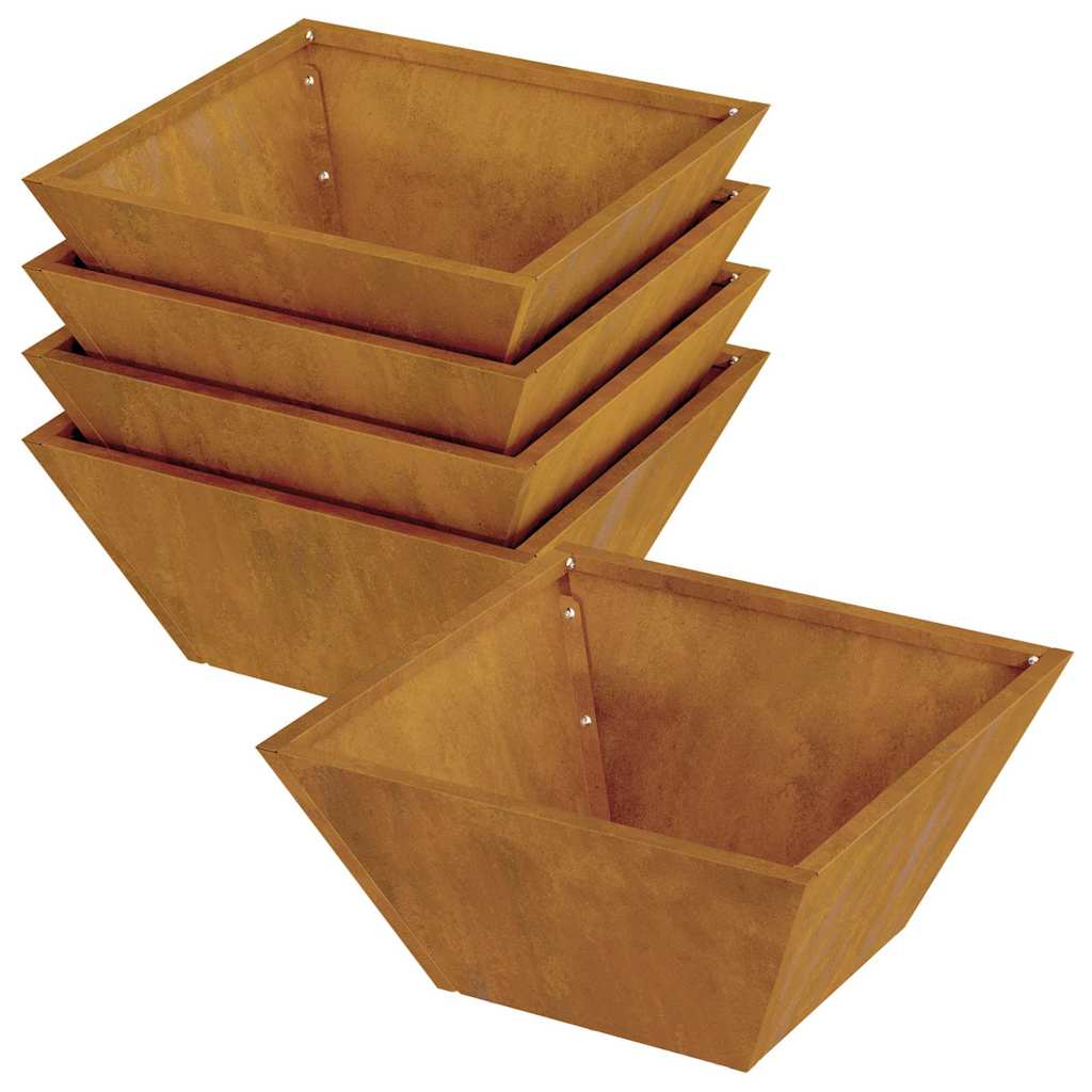 Hageblomsterpotte 5 pcs Rusten 35 x 35 x 15 cm Cortenstål