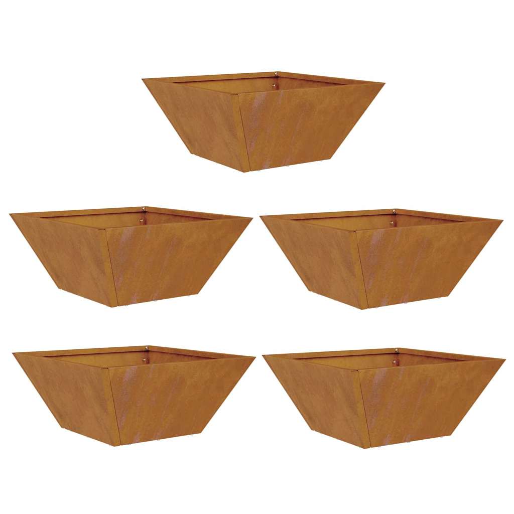 Hageblomsterpotte 5 pcs Rusten 35 x 35 x 15 cm Cortenstål