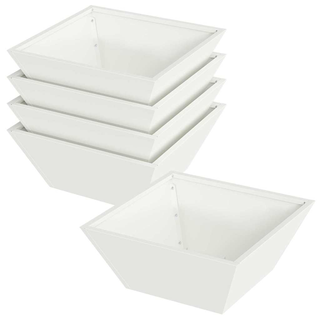 Hageblomsterpotte 5 pcs Hvit 40 x 40 x 15 cm Kaldvalsestål