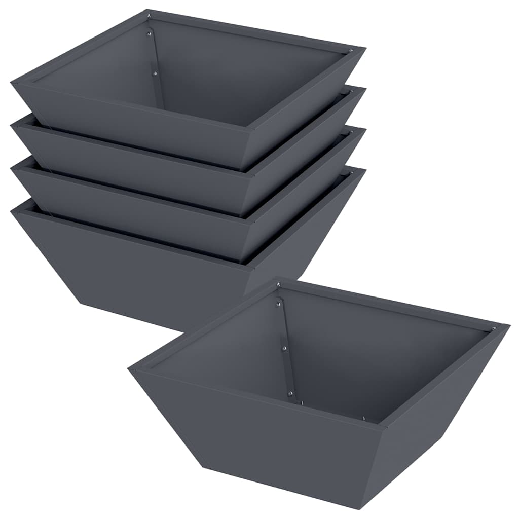 Hageblomsterpotte 5 pcs Antrasitt 40 x 40 x 15 cm Kaldvalsestål