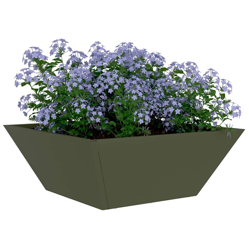 Hageblomsterpotte Olivengrønn 40 x 40 x 15 cm Kaldvalsestål