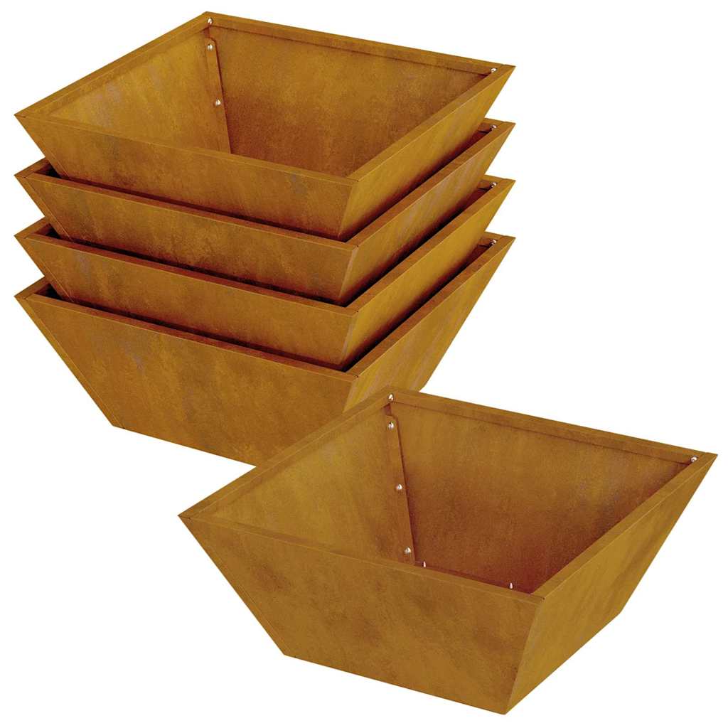 Hageblomsterpotte 5 pcs Rusten 40 x 40 x 15 cm Cortenstål