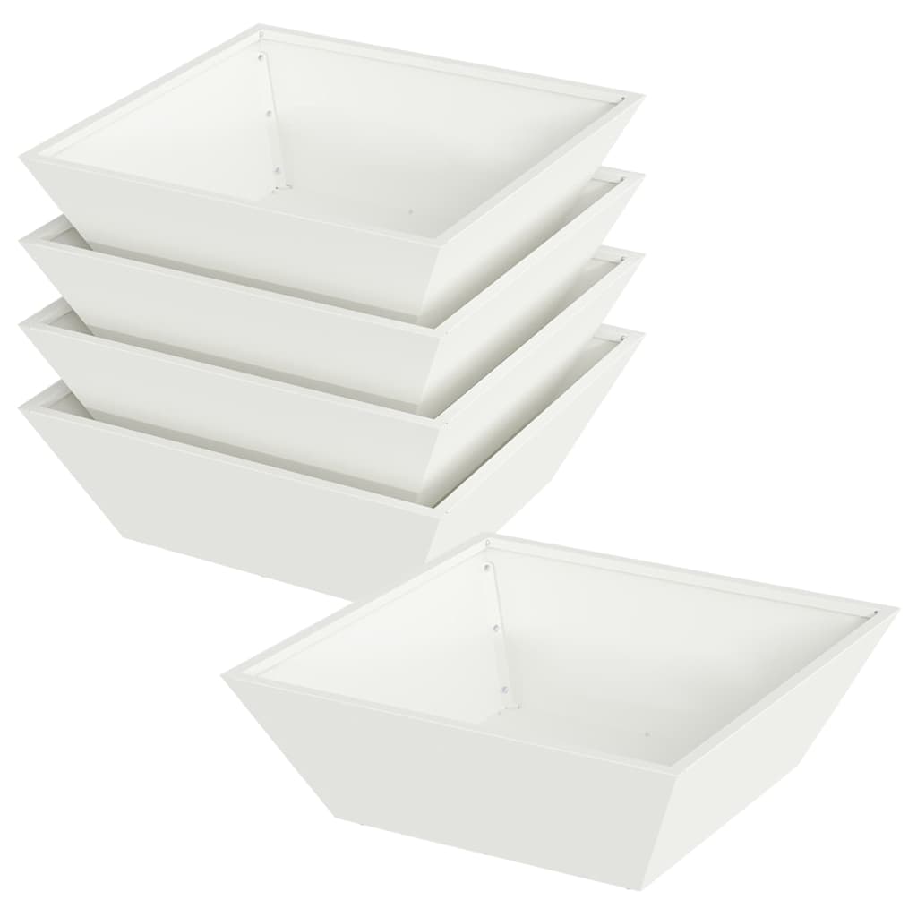 Hageblomsterpotte 5 pcs Hvit 50 x 50 x 15 cm Kaldvalsestål