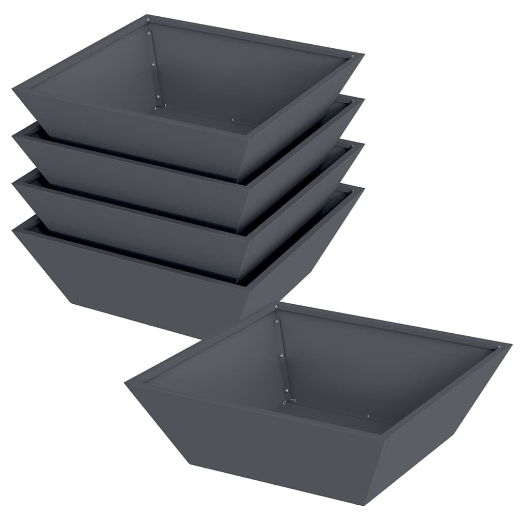 Hageblomsterpotte 5 pcs Antrasitt 50 x 50 x 15 cm Kaldvalsestål