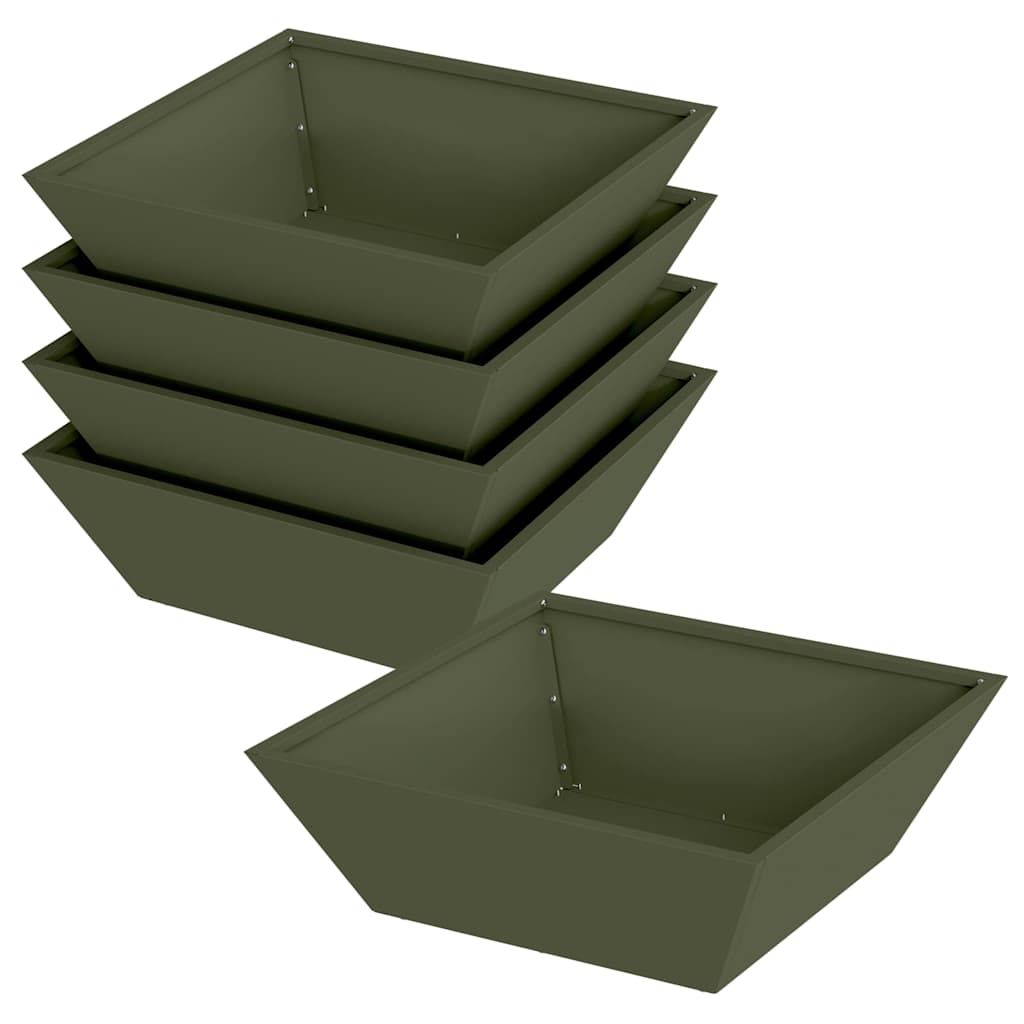 Hageblomsterpotte 5 pcs Olivengrønn 50 x 50 x 15 cm