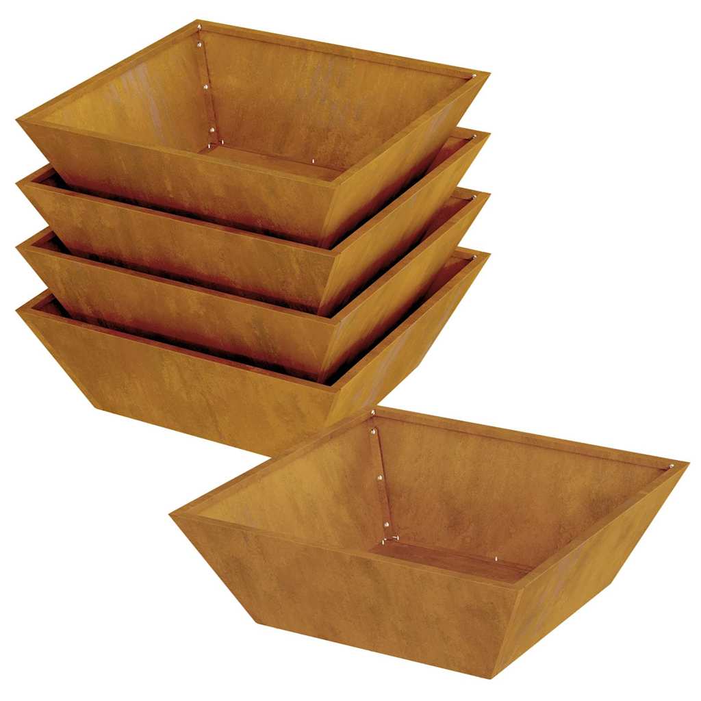 Hageblomsterpotte 5 pcs Rusten 50 x 50 x 15 cm Cortenstål