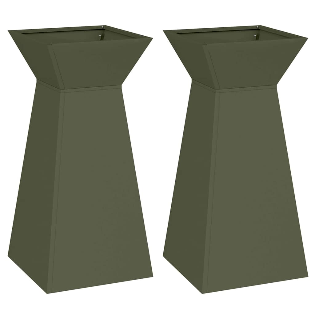Søyleplanter 2 pcs Olivengrønn 35 x 35 x 73 cm
