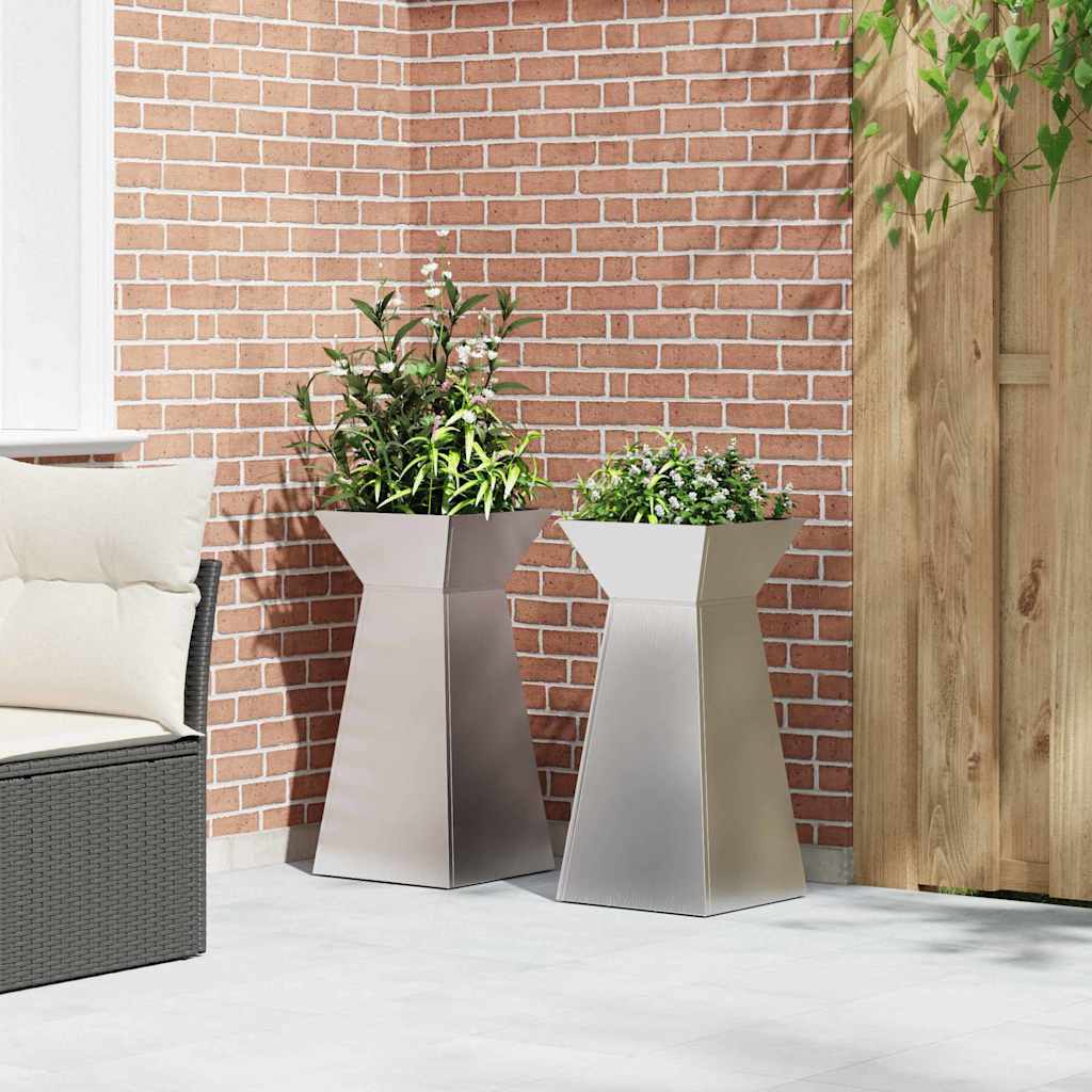 Søyleplanter 2 pcs sølv 35 x 35 x 73 cm