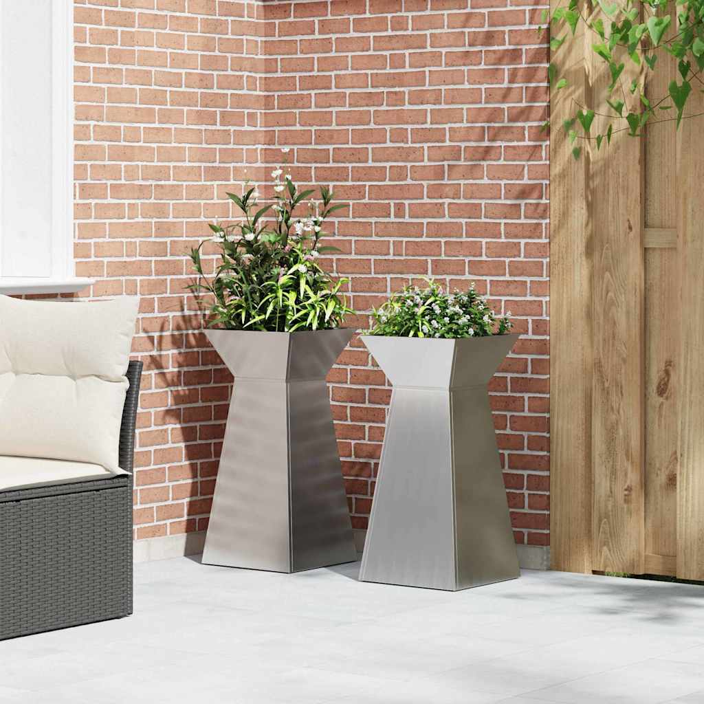 Søyleplanter 2 pcs sølv 35 x 35 x 73 cm