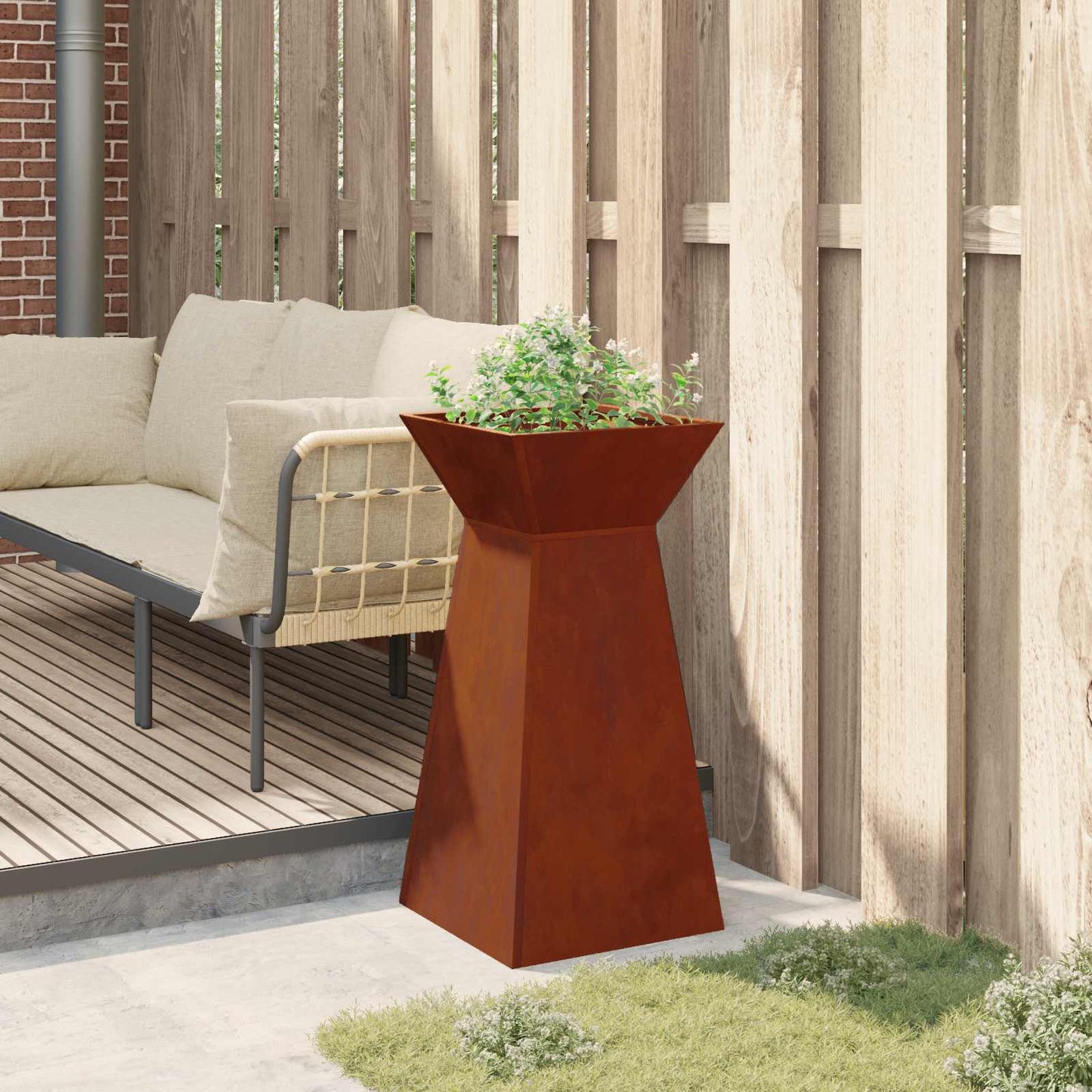 Søyleplanter sølv 35 x 35 x 73 cm Cortenstål