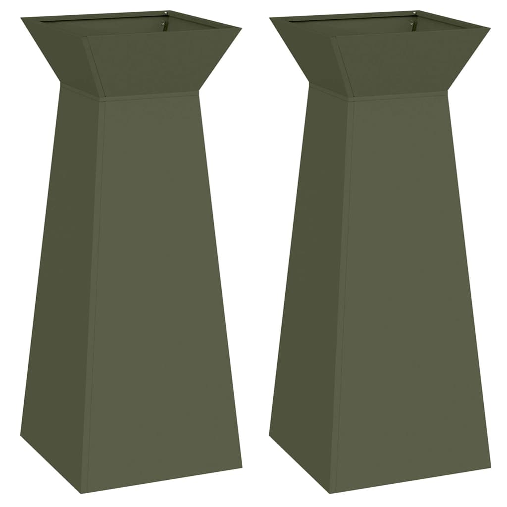 Søyleplanter 2 pcs Olivengrønn 40 x 40 x 100 cm