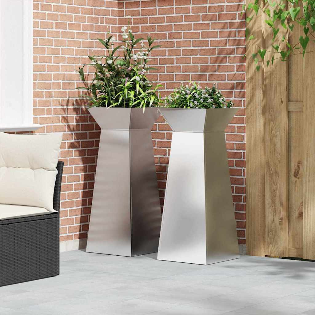 Søyleplanter 2 pcs sølv 40 x 40 x 100 cm