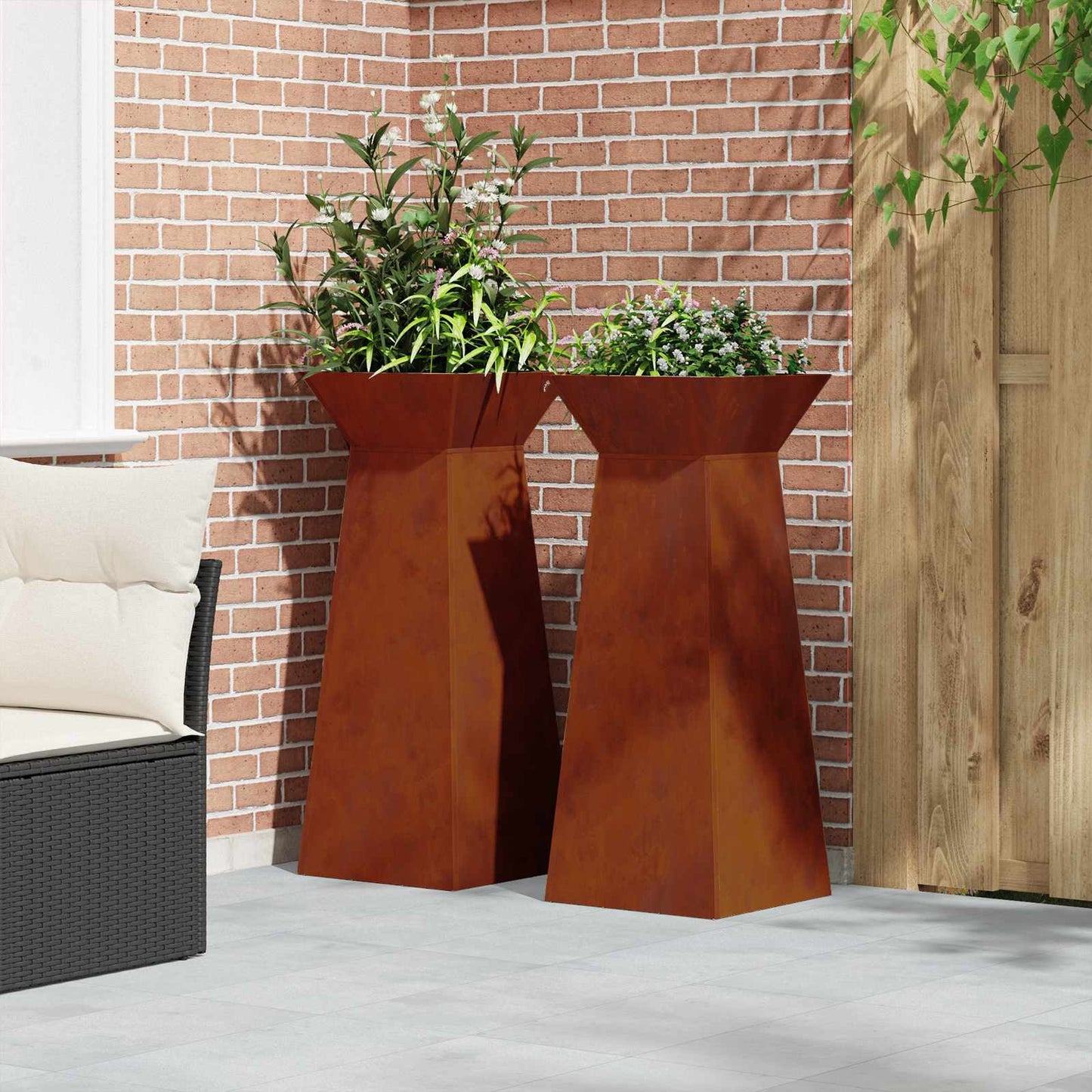 Søyleplanter 2 pcs sølv 40 x 40 x 100 cm Cortenstål