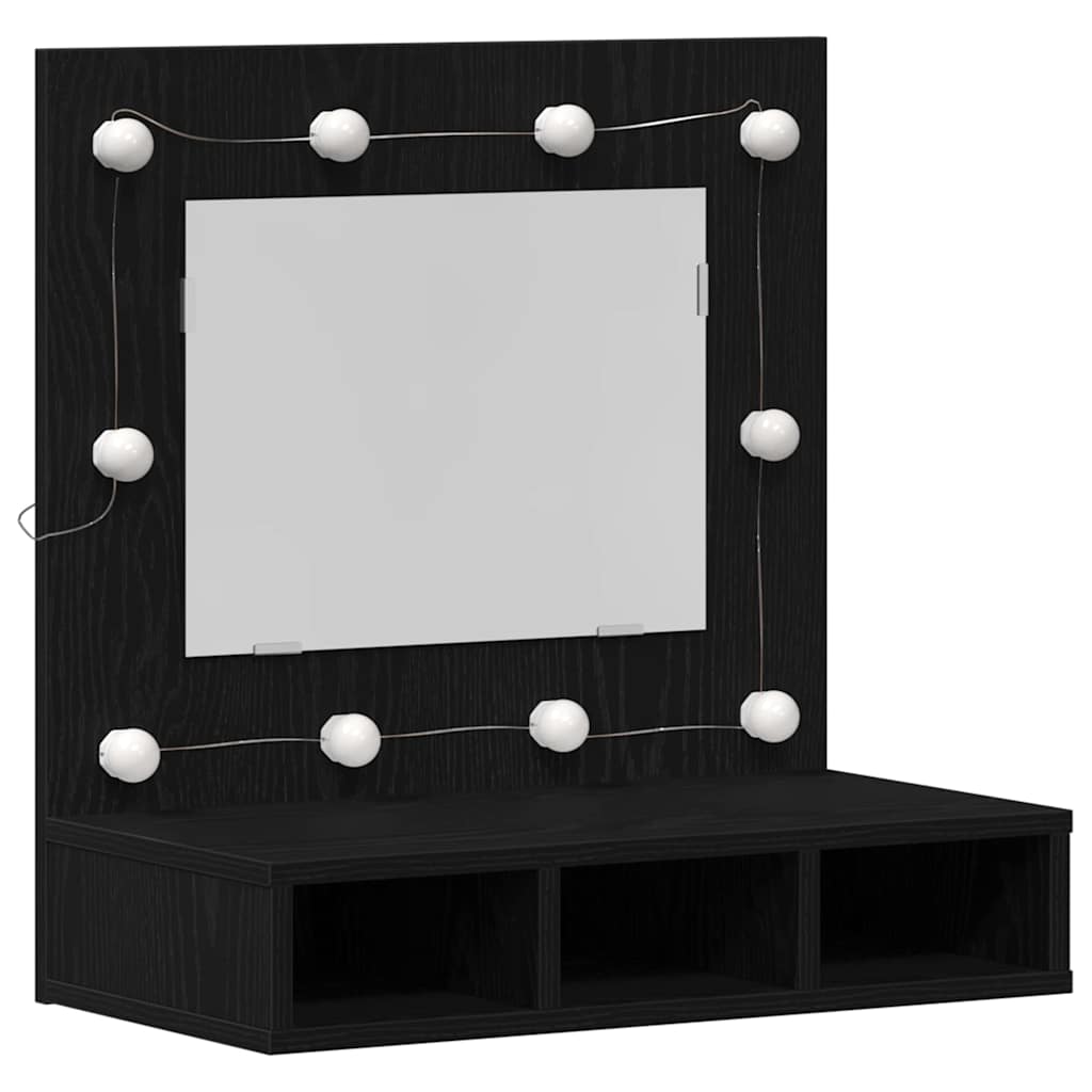 Speilskap med hylle Svart Eik 60 x 31,5 x 62 cm Konstruert tre