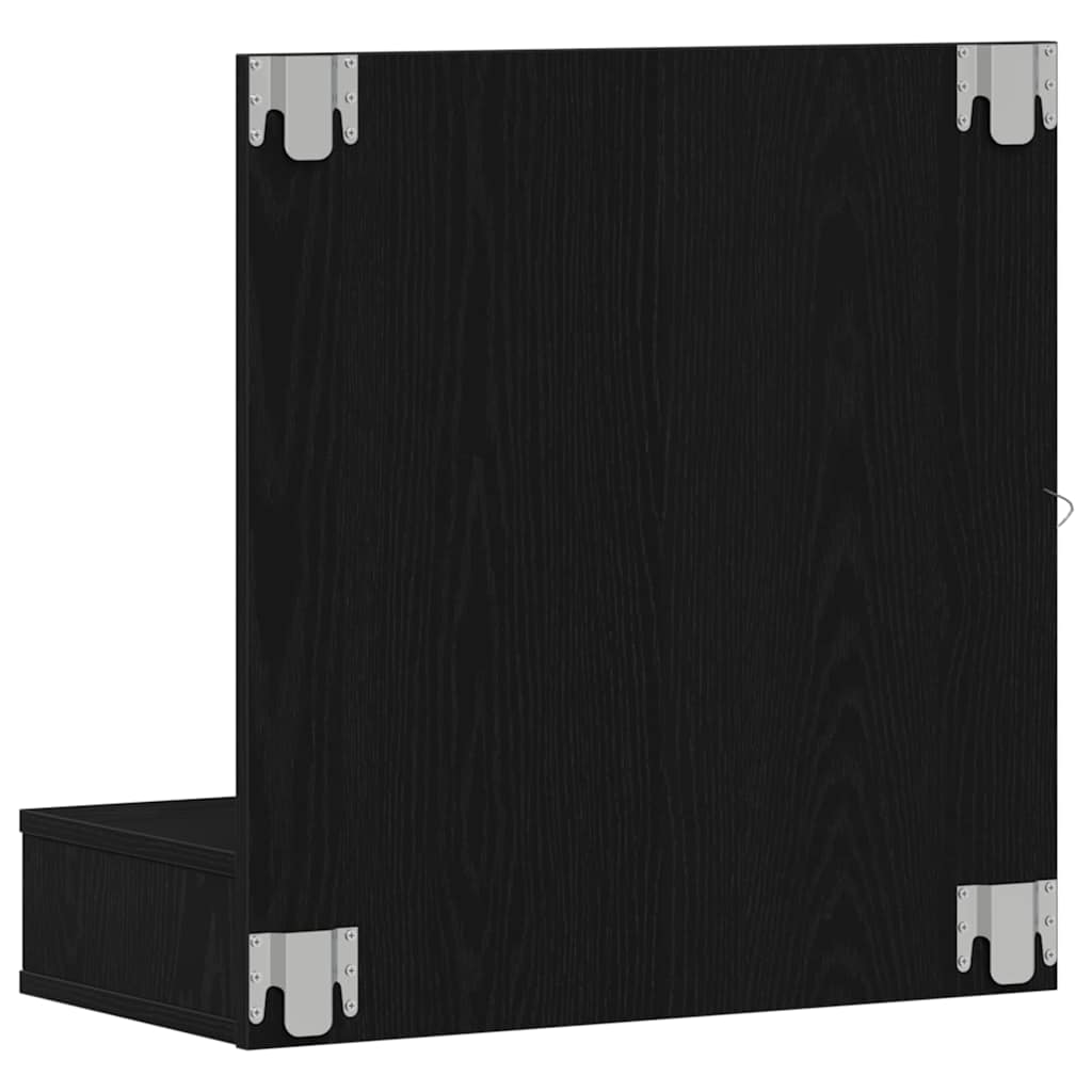 Speilskap med hylle Svart Eik 60 x 31,5 x 62 cm Konstruert tre