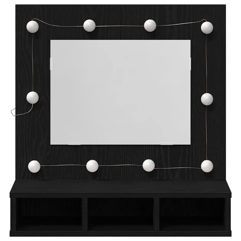 Speilskap med hylle Svart Eik 60 x 31,5 x 62 cm Konstruert tre