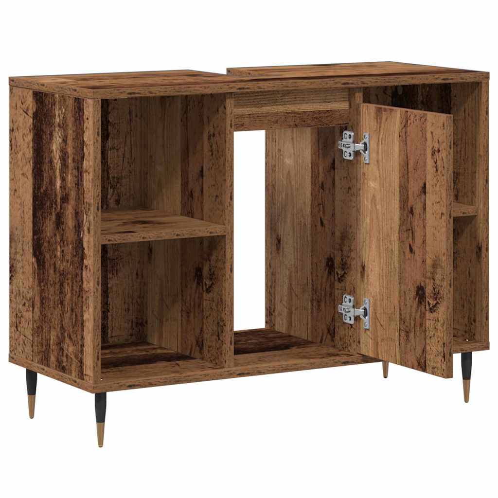 Baderomsskap med hylle Gamle tre 80 x 33 x 60 cm Konstruert tre