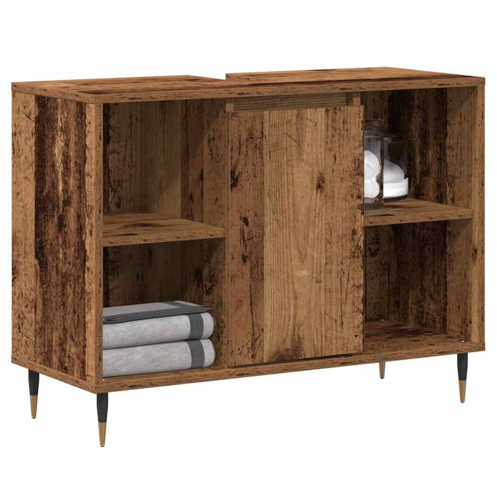 Baderomsskap med hylle Gamle tre 80 x 33 x 60 cm Konstruert tre