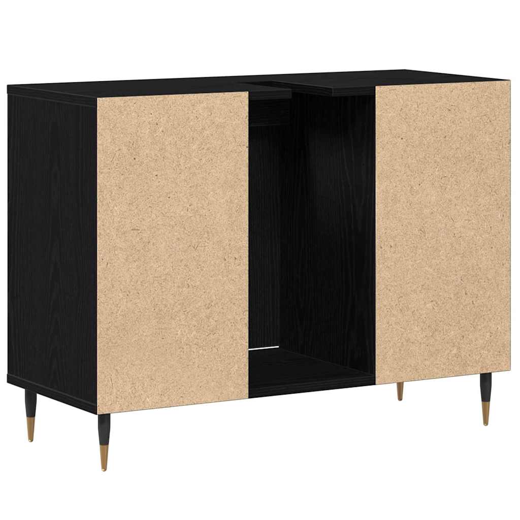 Baderomsskap med hylle Svart 80 x 33 x 60 cm Konstruert tre