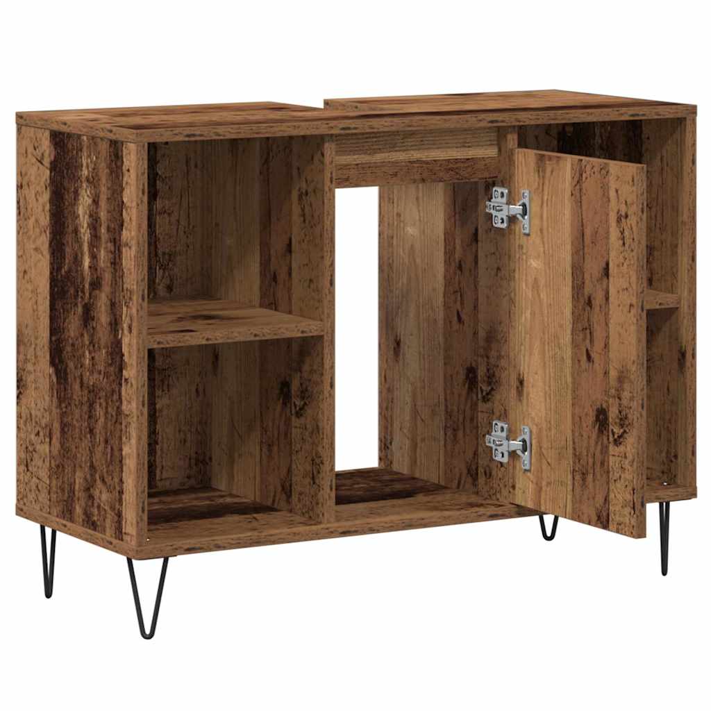 Baderomsskap med hylle Gamle tre 80 x 33 x 60 cm Konstruert tre