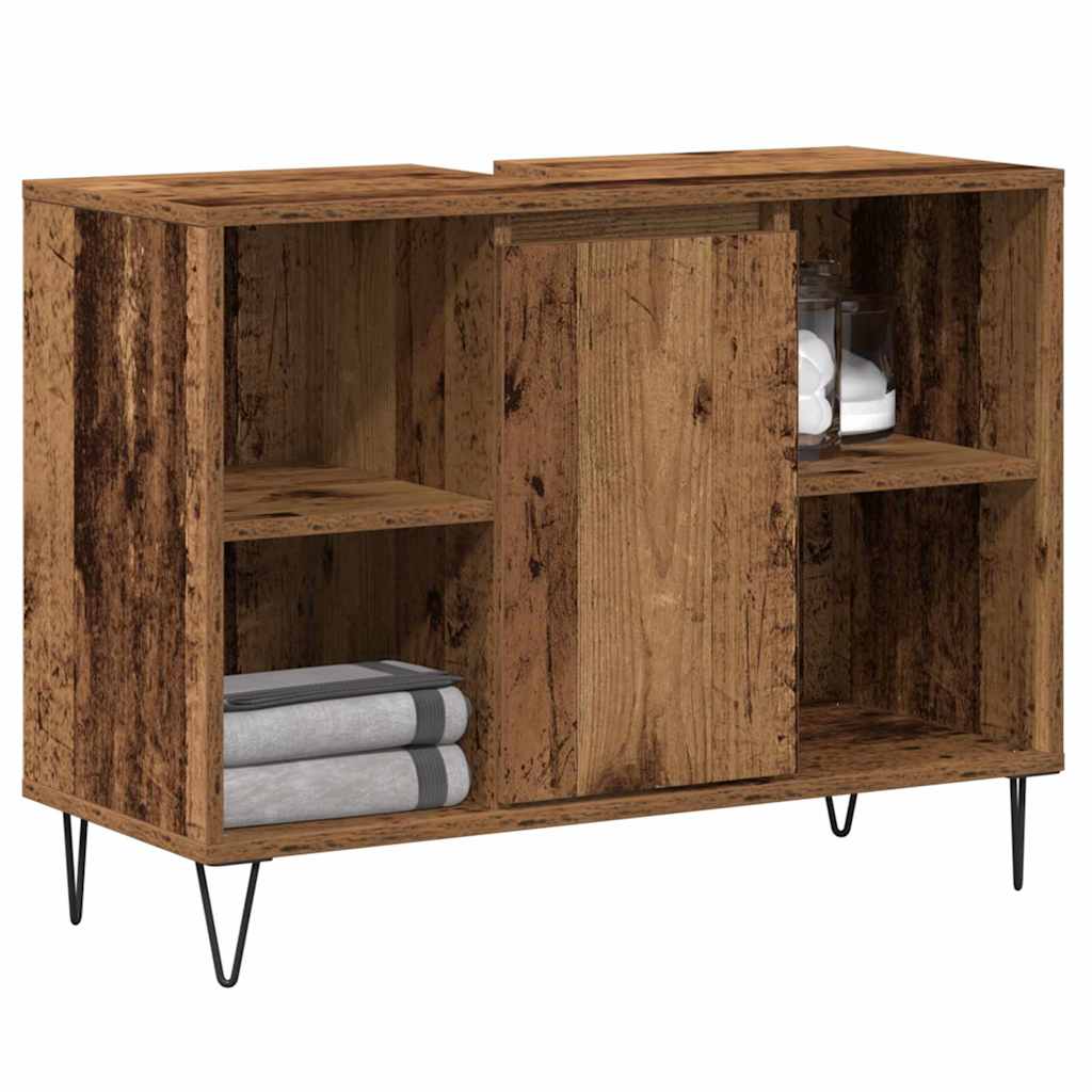 Baderomsskap med hylle Gamle tre 80 x 33 x 60 cm Konstruert tre