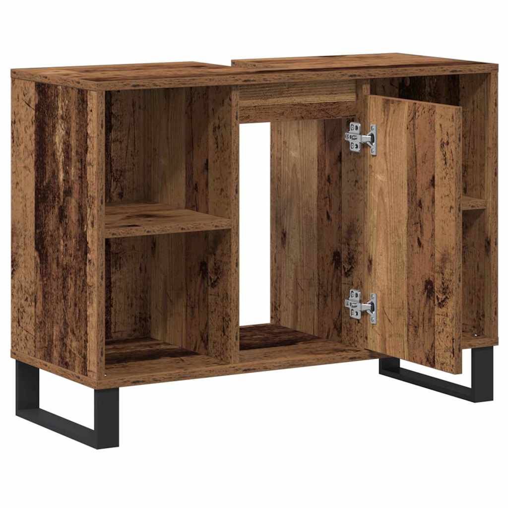 Baderomsskap med hylle Gamle tre 80 x 33 x 60 cm Konstruert tre