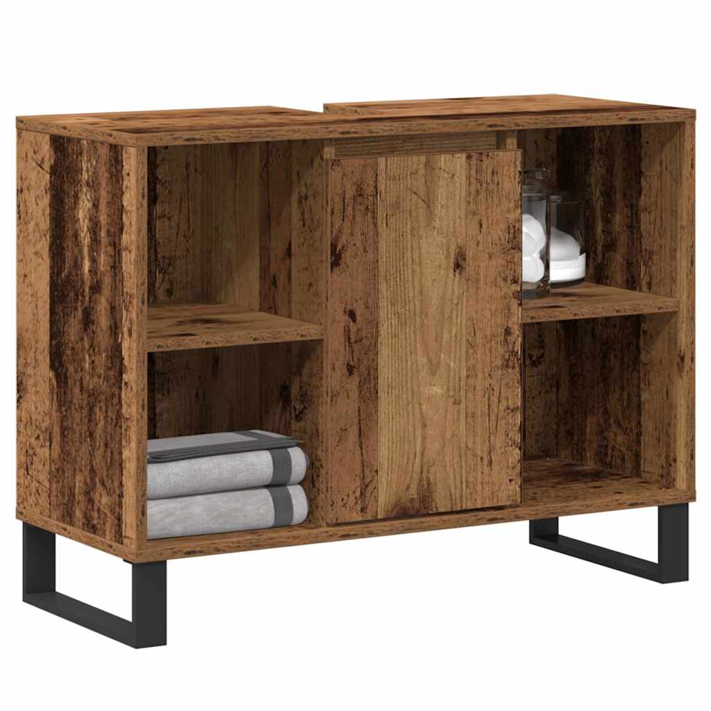 Baderomsskap med hylle Gamle tre 80 x 33 x 60 cm Konstruert tre