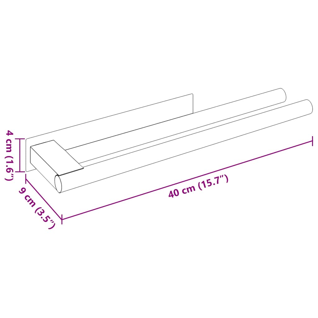 Håndkle Rack Svart 40 x 9 x 4 cm Rustfritt stål